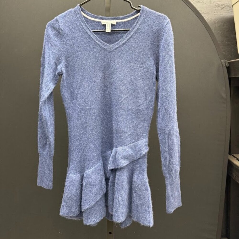 Isaac Mizrahi Blue Ruffle 100% Cashmere Sweater